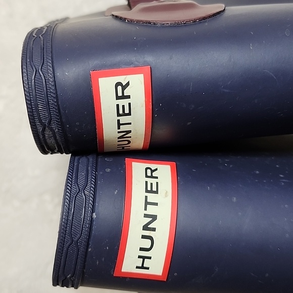 Hunter Women's Original Tall Rain Boots Navy Blue/ Green Color Size 8 - Picture 10 of 16